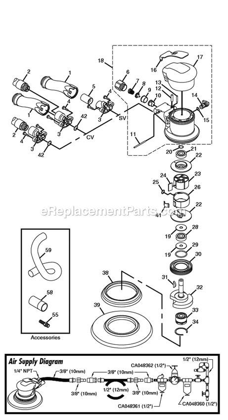 Chicago Pneumatic CP7220E Air Sander Power Tool Section 1 Diagram